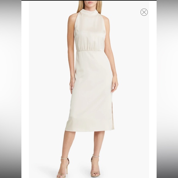 NWT Sam Edelman Champagne Satin Halter Dress 10 - Picture 4 of 4